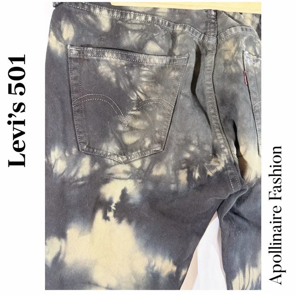 Levi's 501 Button-fly Tie Dye Denim Size 34 Black tan
